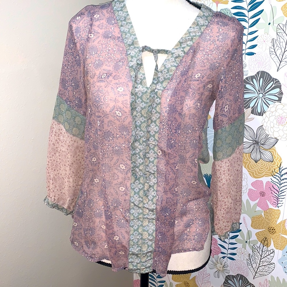 Gypsy 05 Global Vintage XS boho pheasant sheer blouse
